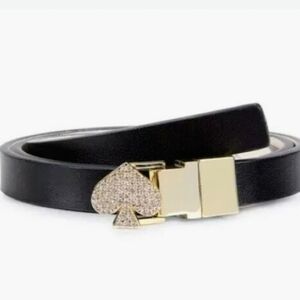 Kate Spade Jeweled Belt Black Leather with Sparkling Crystal Gift Present Idea